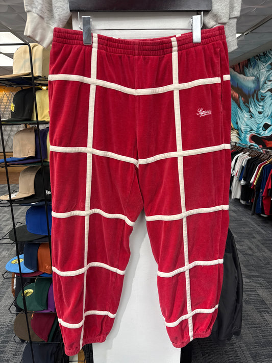 Supreme Grid Taping Velour Pants