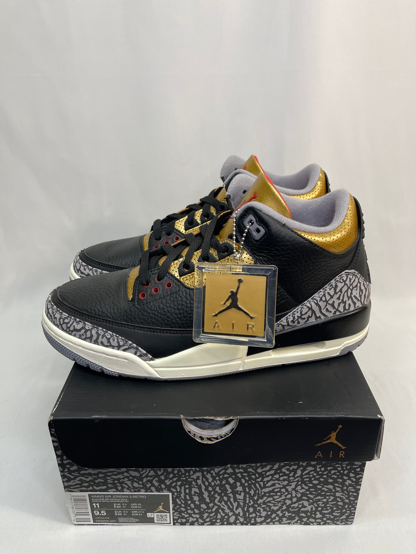 New Jordan 3 Black Cement Gold