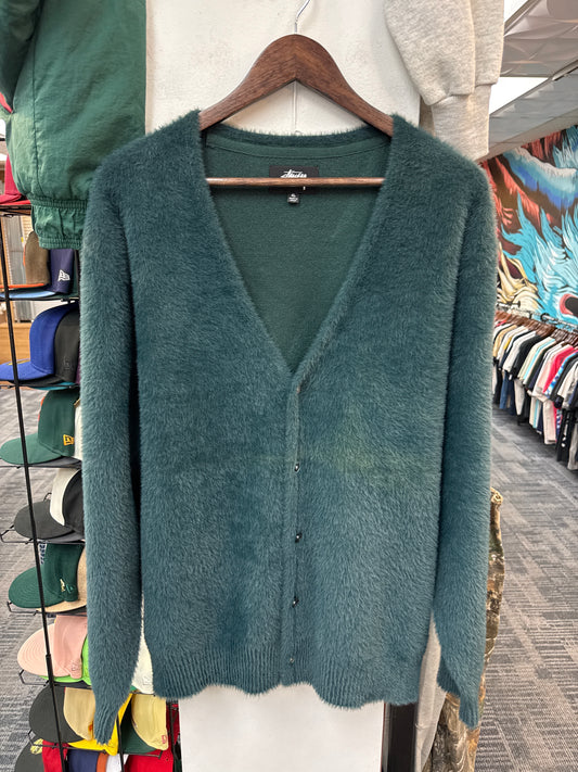 Stussy Shaggy Dark Green Cardigan
