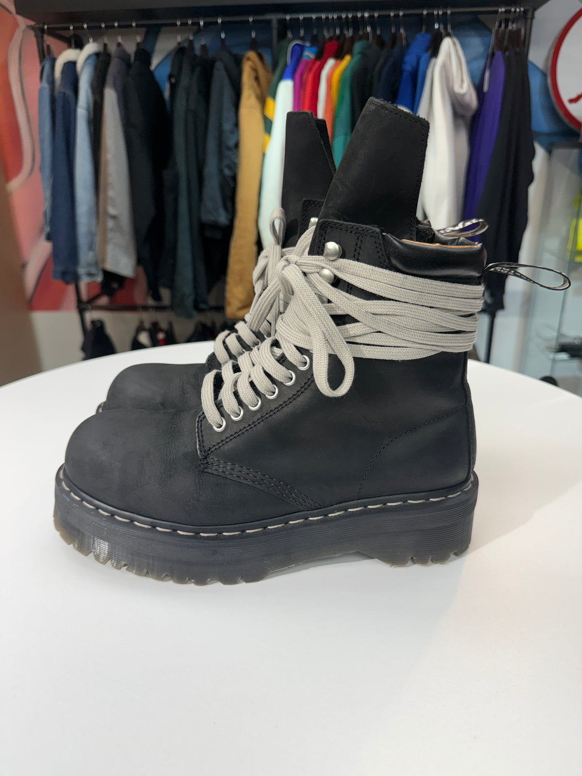 Preowned Rick Owens X Dr. Martens Steel Toe Boots