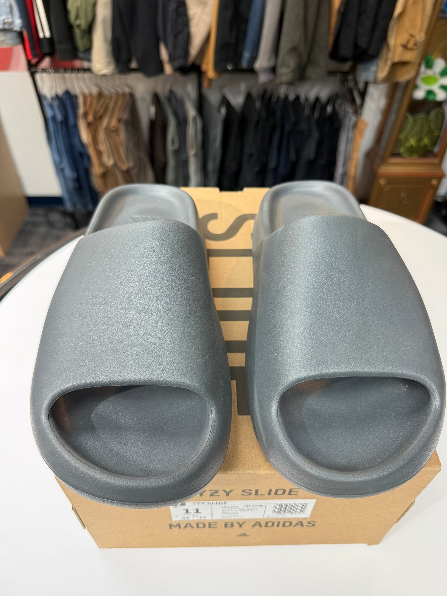 Preowned Slate Grey Adidas Yeezy Slides
