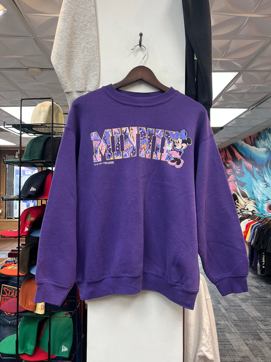 Velva Sheen Purple Minnie Mouse Crewneck