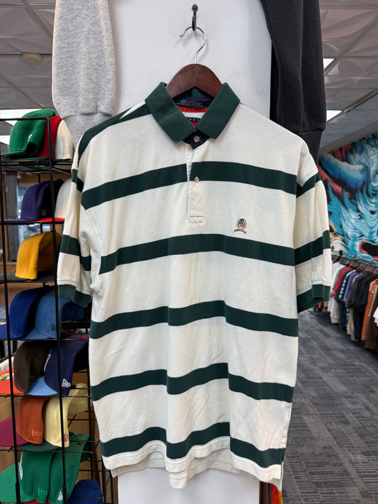 Tommy Hilfiger White Green Stripe Polo