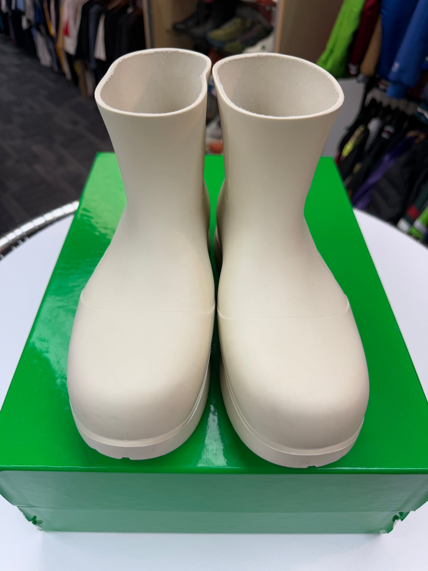 Preowned Bottega Puddle Boots Cream