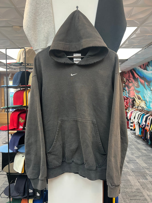 Vintage Nike Black Washed Center Swoosh Hoodie