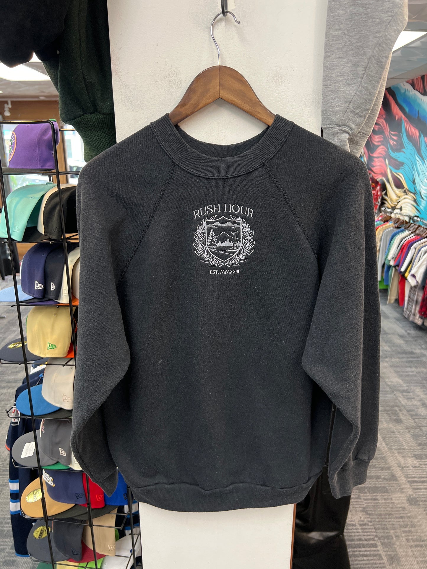 Rush Crest Black/Grey Crewneck