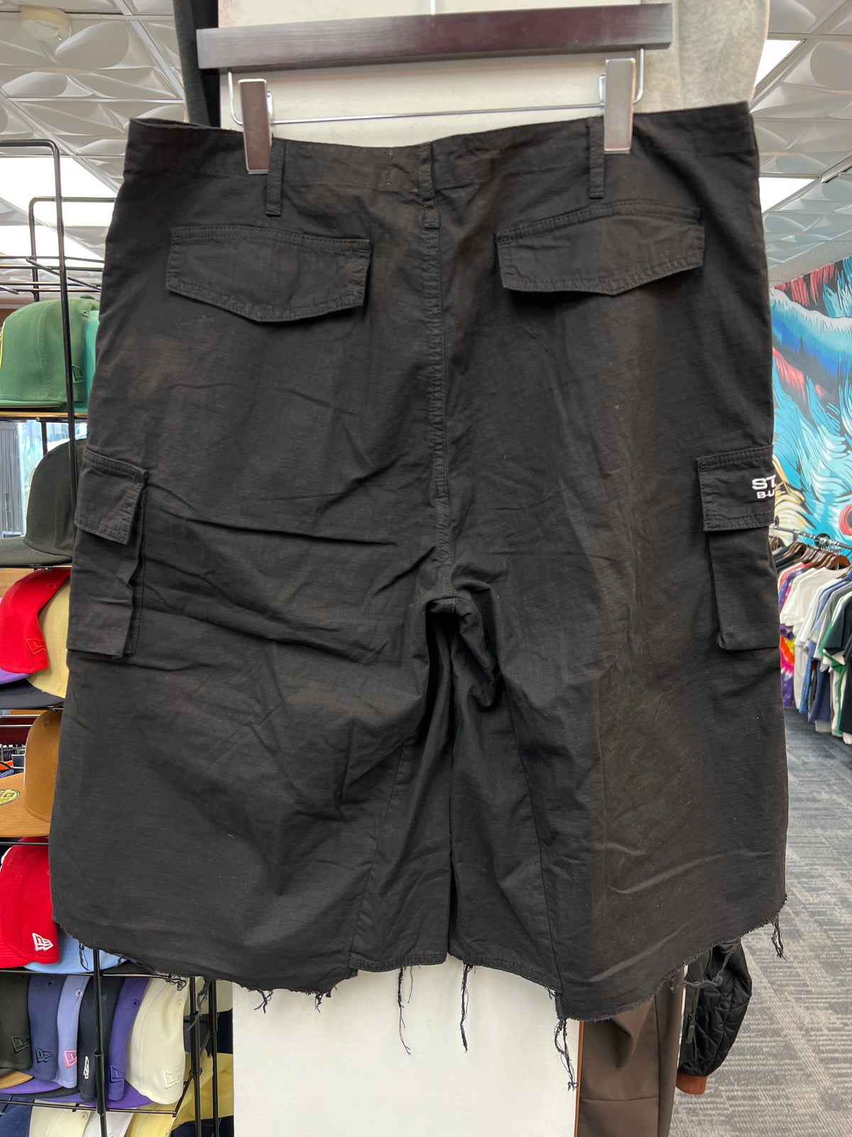 Burning Bush Black Star Denim Cargo Shorts