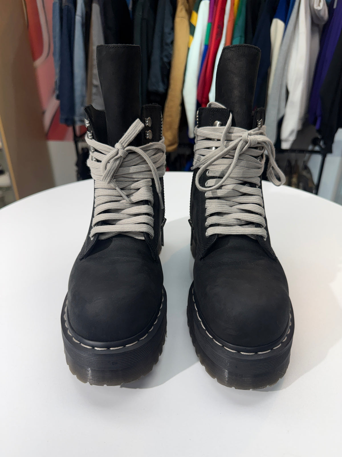 Preowned Rick Owens X Dr. Martens Steel Toe Boots