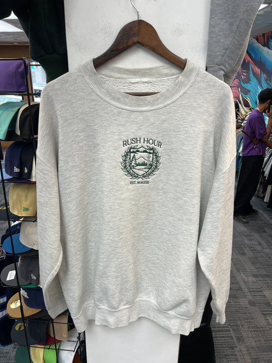 Rush Crest Light Grey/Dark Green Crewneck