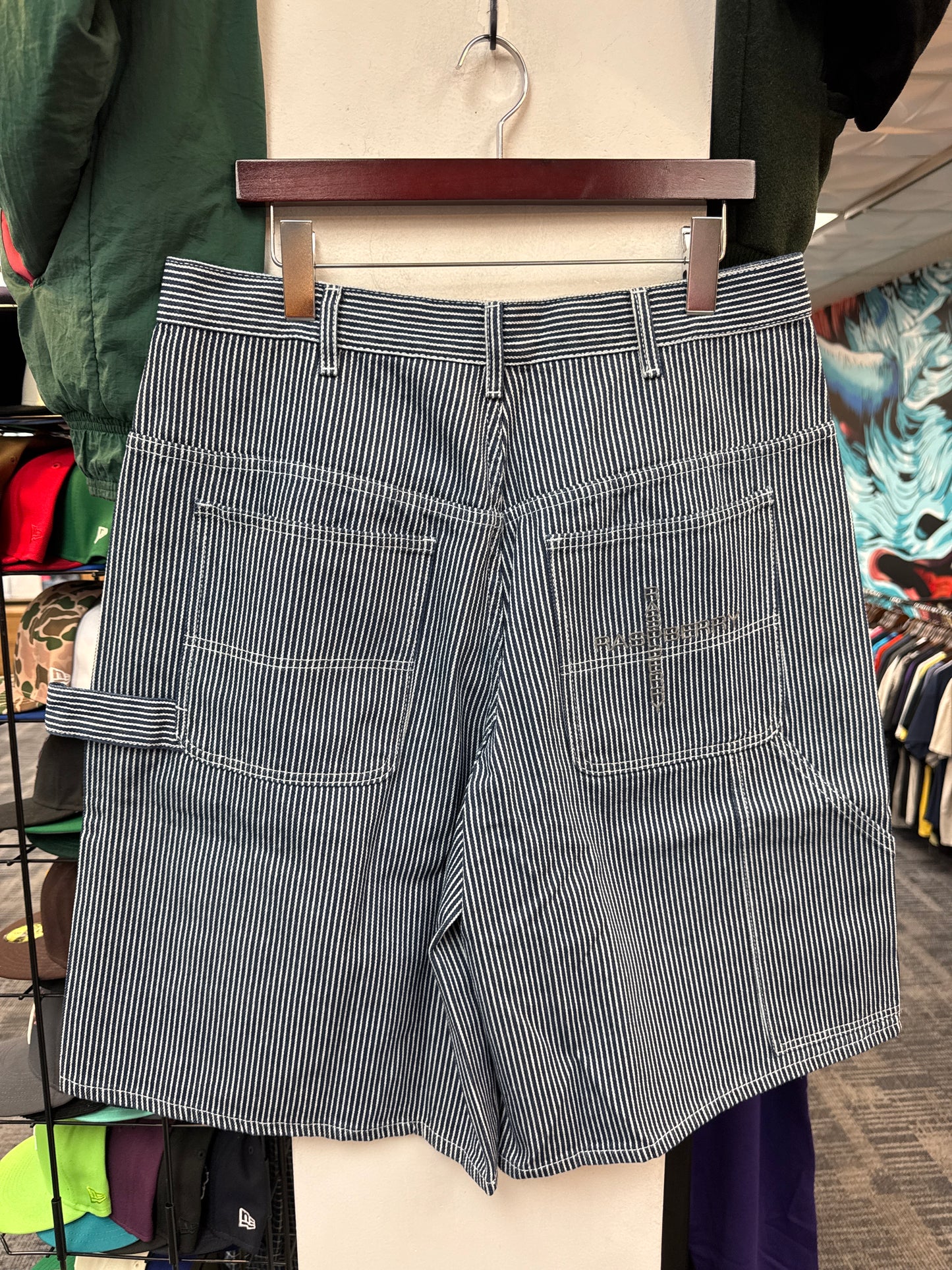 New GV Raspberry Hills Pinstripe Denim Shorts