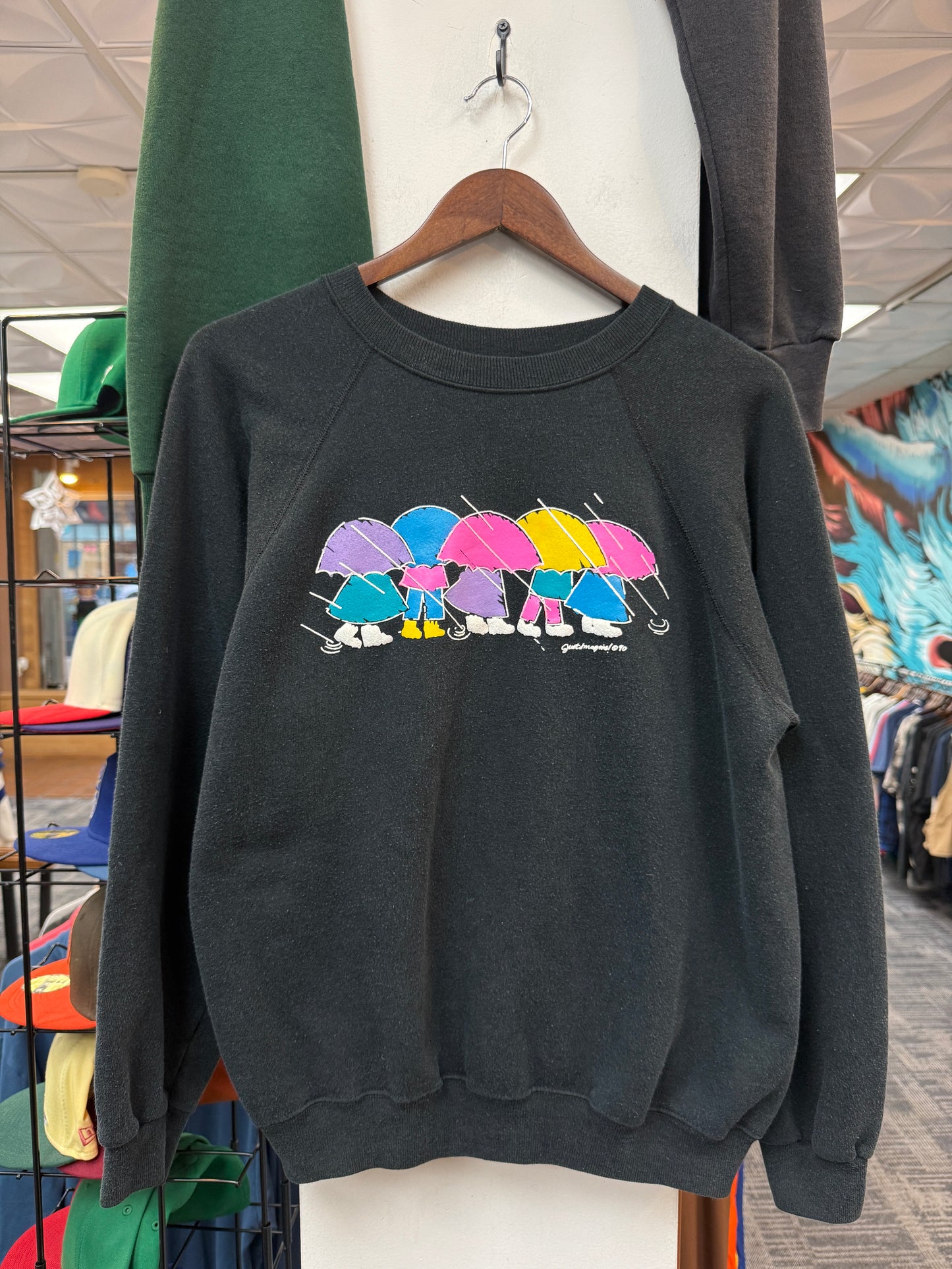 Vintage Rainy Umbrella Crewneck