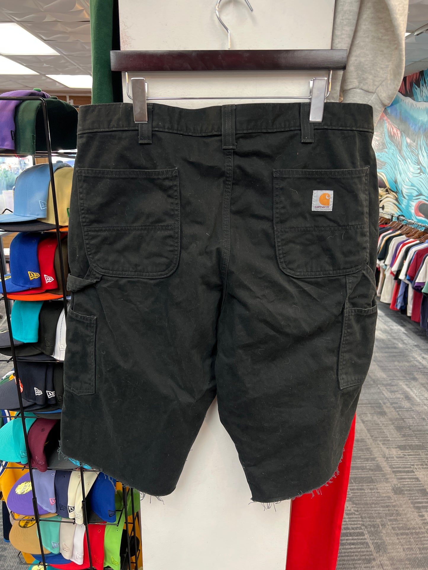 Custom Carhartt Flared Black Cut Carpenter Shorts