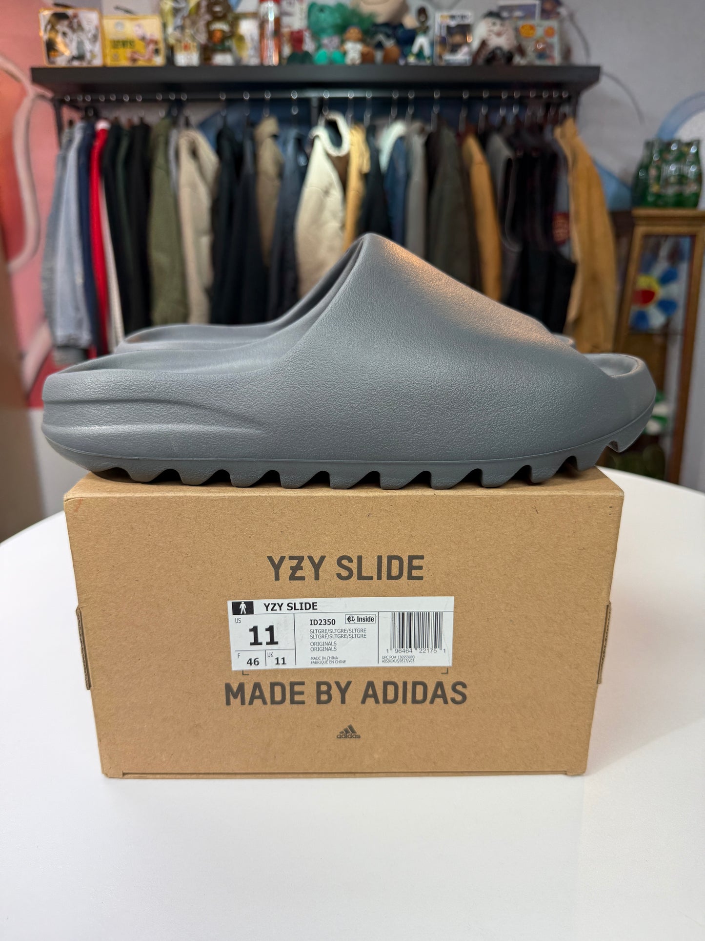 Preowned Slate Grey Adidas Yeezy Slides