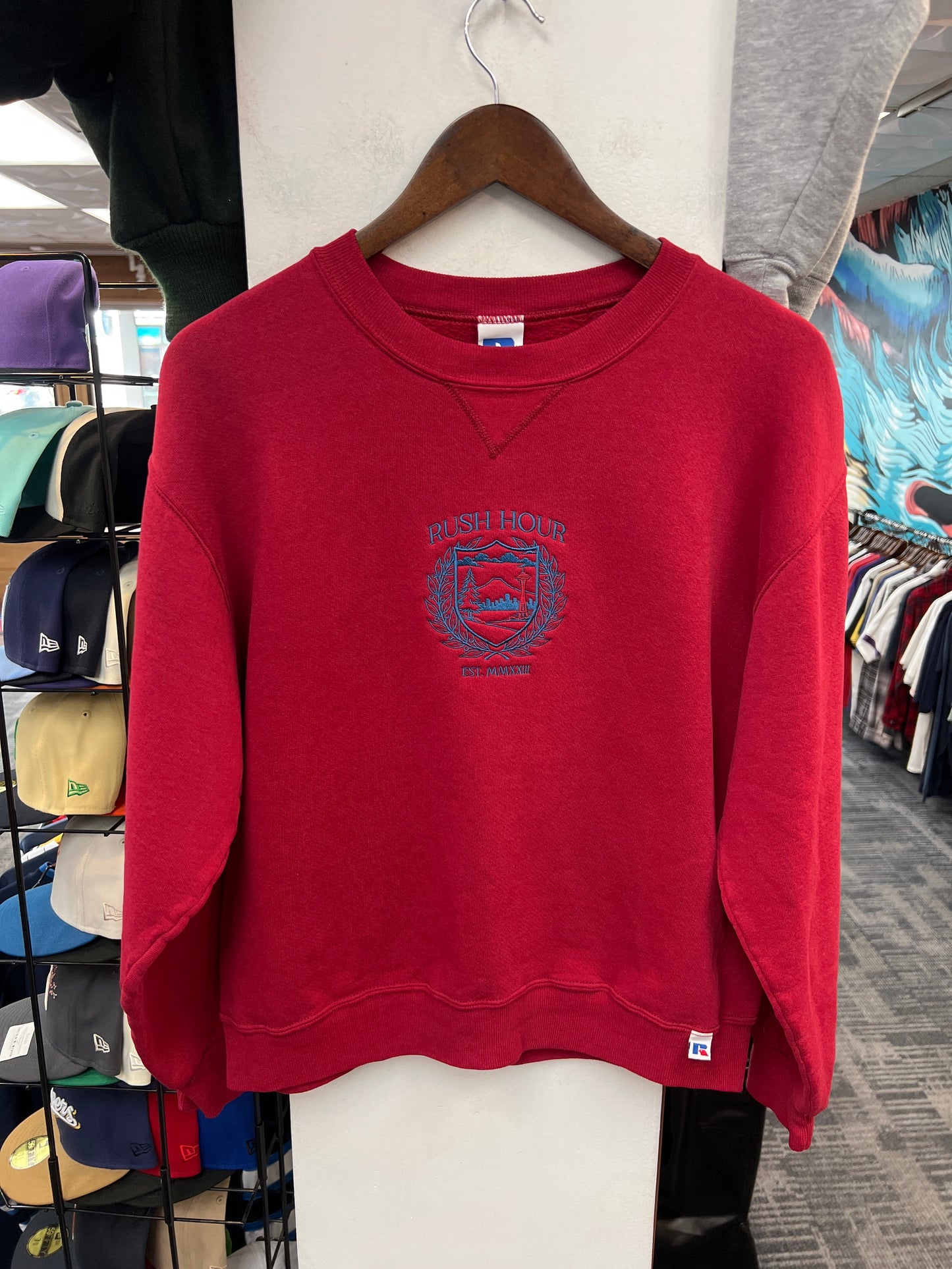Rush Crest Dark Red/Blue Crewneck