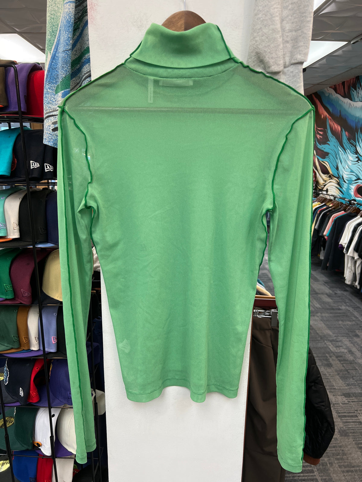 Helmut Lang Stretch-Tulle Turtleneck Top