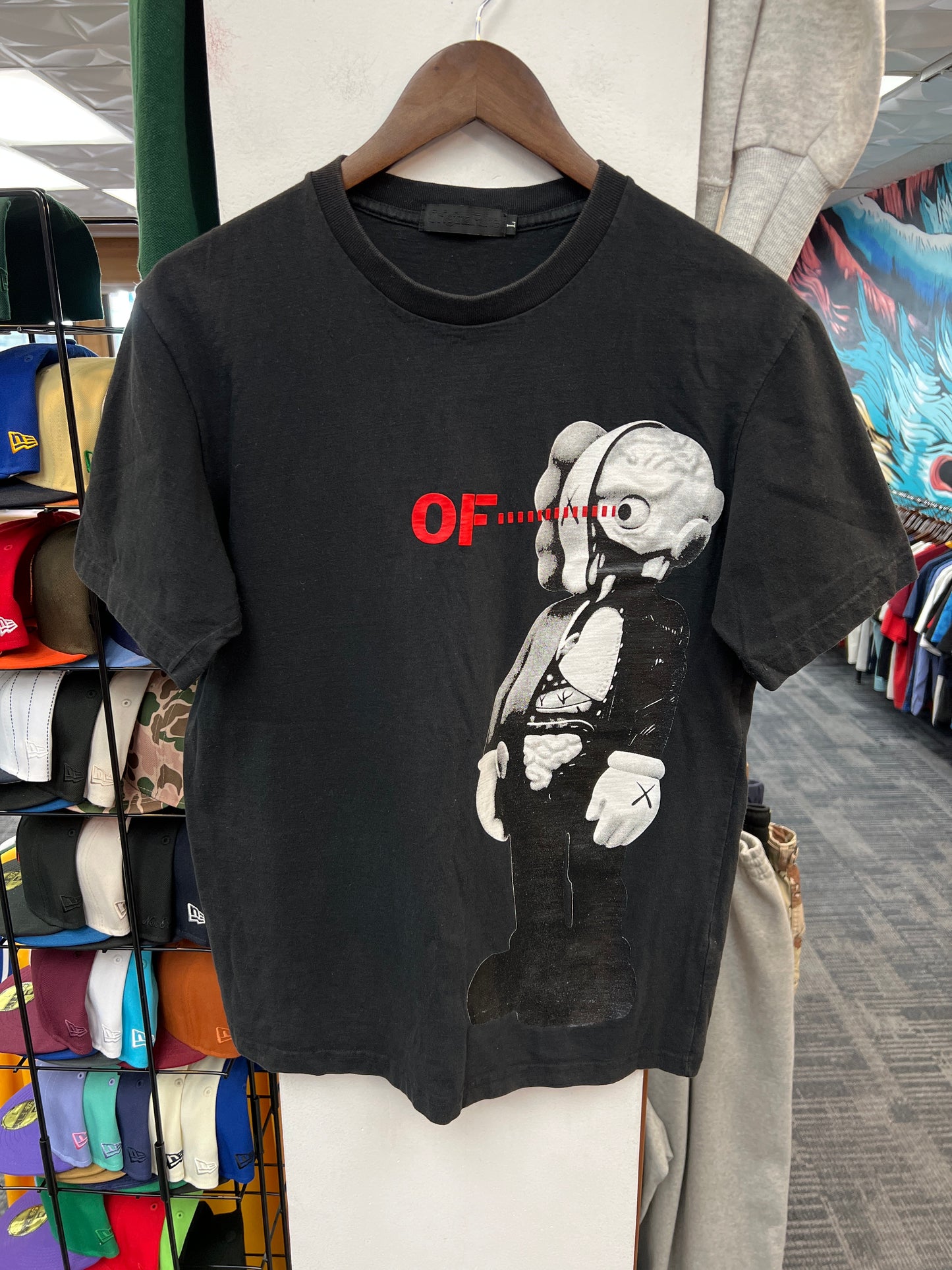 Original Fake KAWS Companion Black Tee