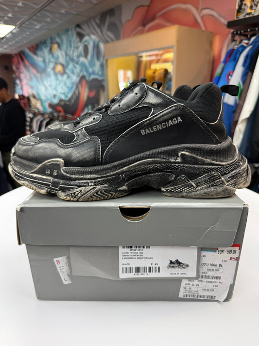 Preowned Faded Black Triple S Balenciaga