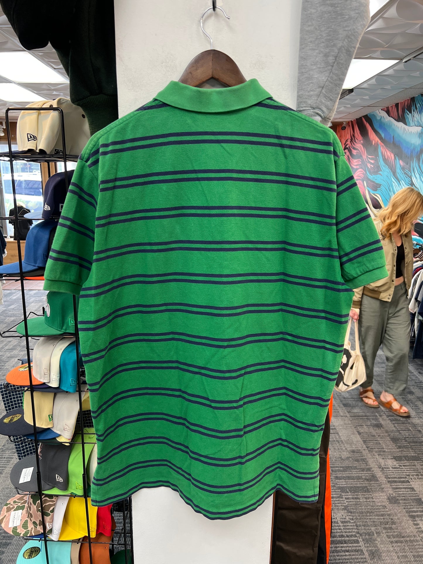 Polo Ralph Lauren Green Blue Striped Polo Shirt