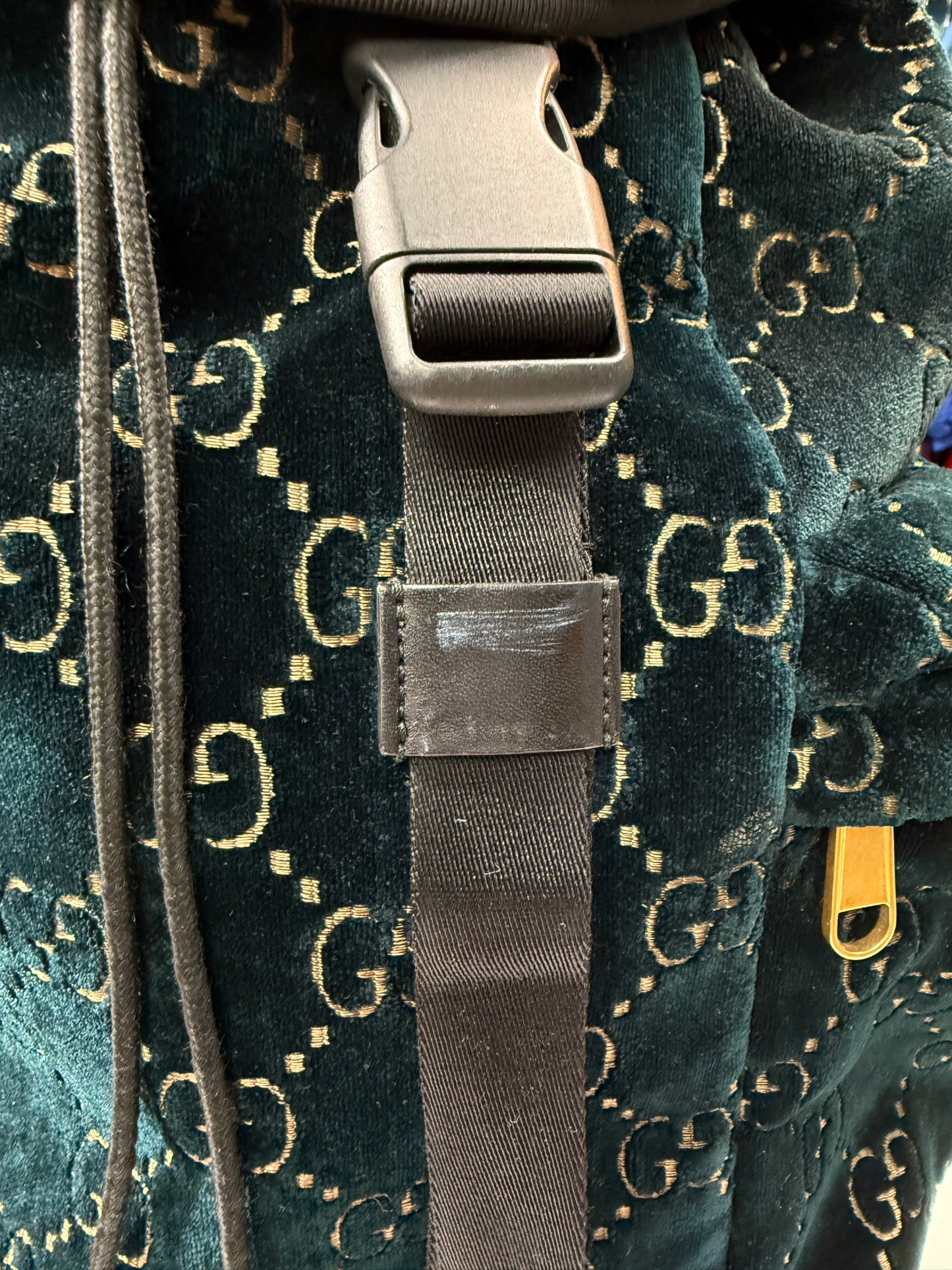 Gucci GG Velvet Medium Blue Backpack