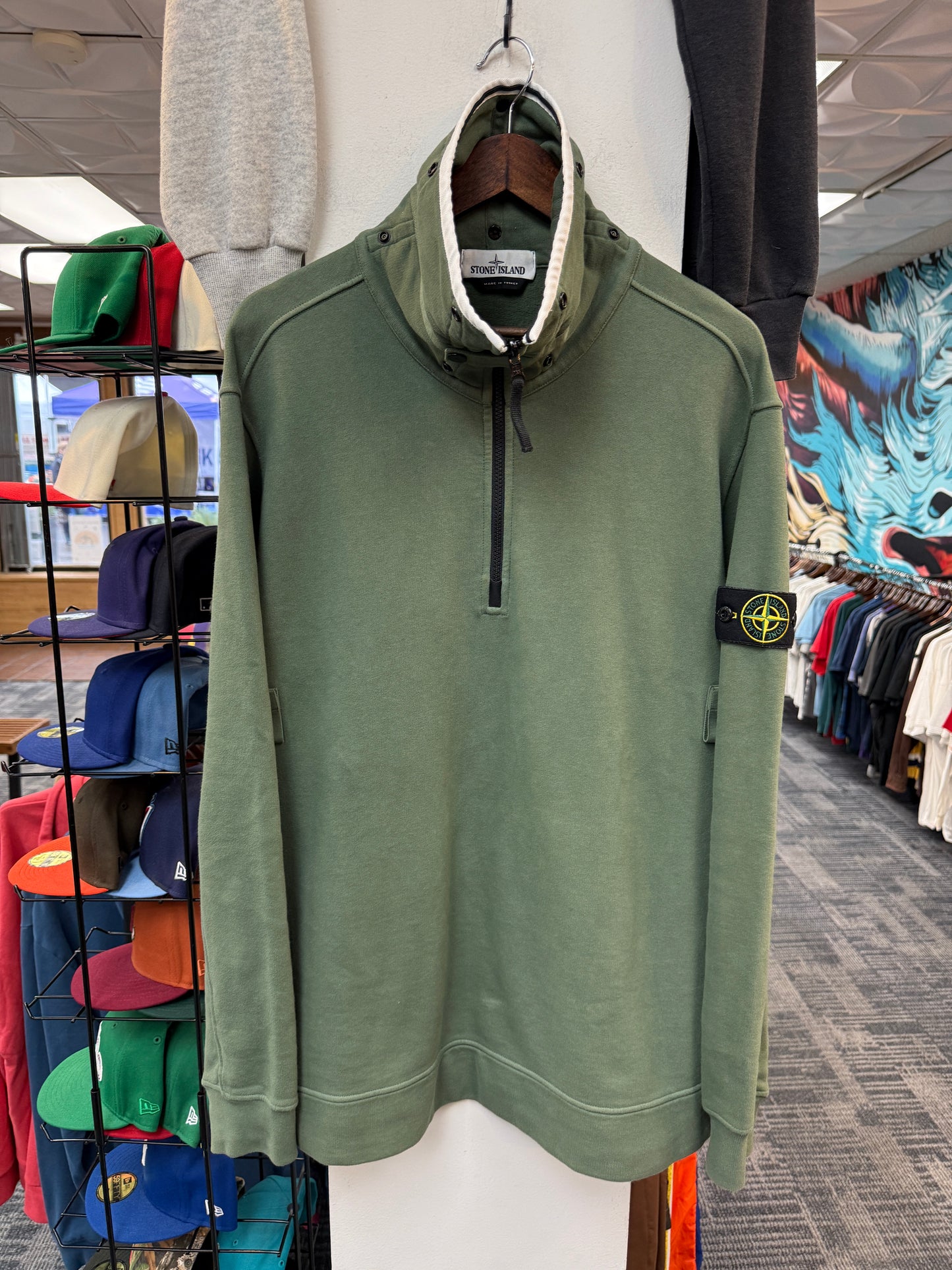 Stone Island 1/4 Zip Green