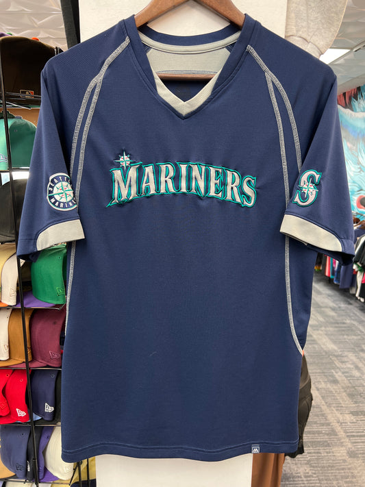 Majestic Vintage Mariners V Sleeve Hit Jersey