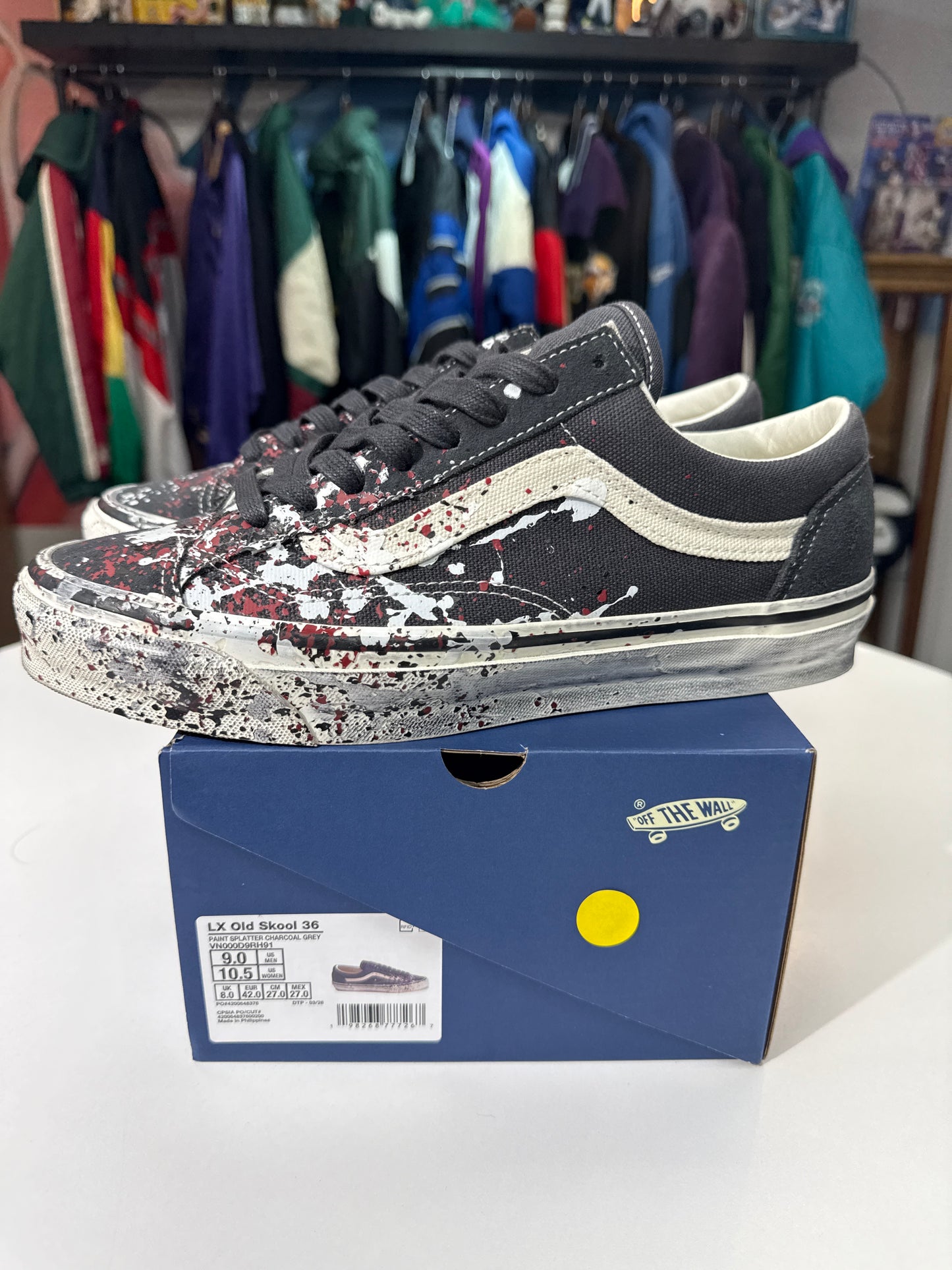 Preowned Vans Premium Old Skool 36 Paint Splatter Charcoal Grey