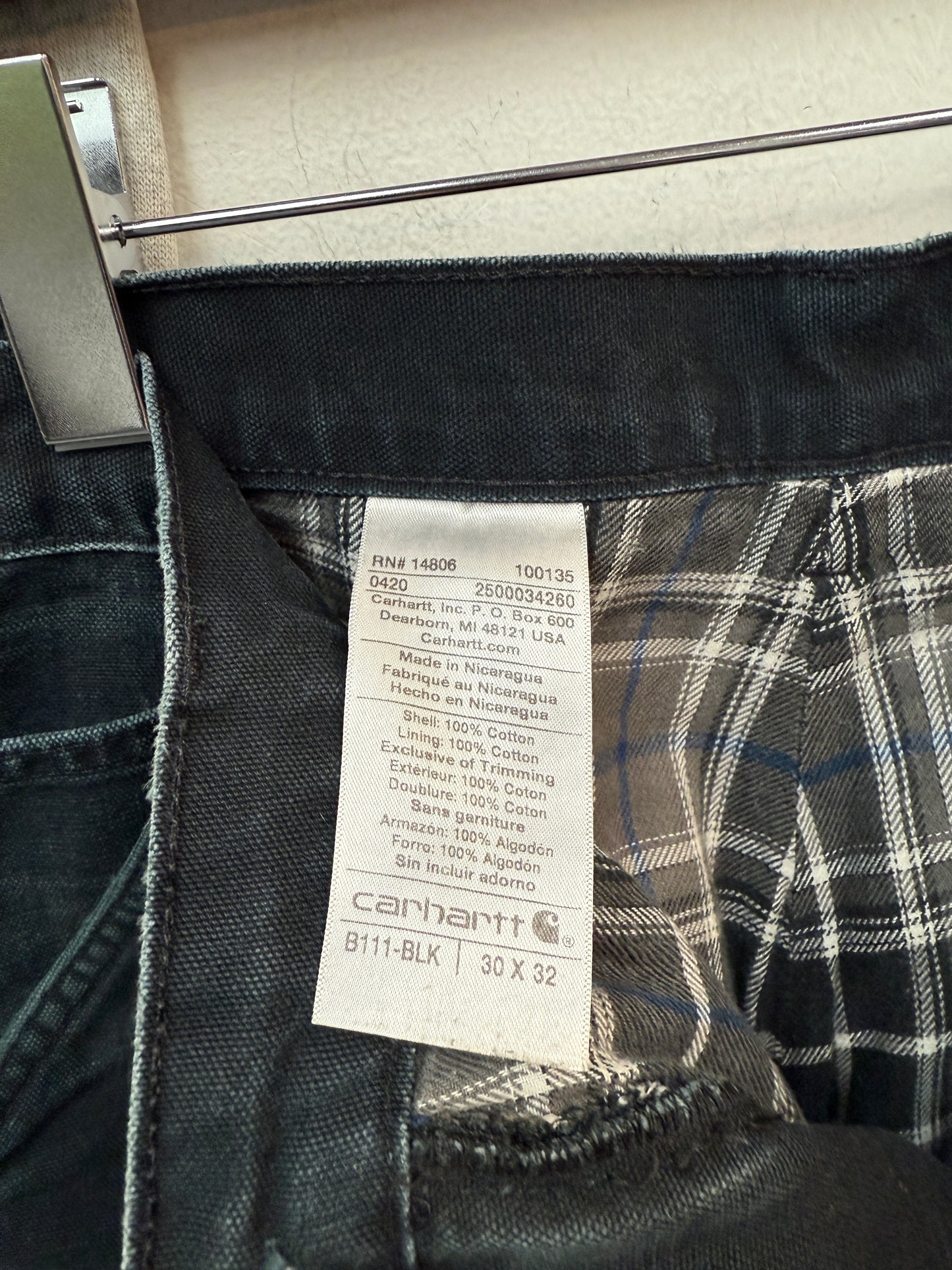 Vintage Black Carhartt Flannel Lined Pants