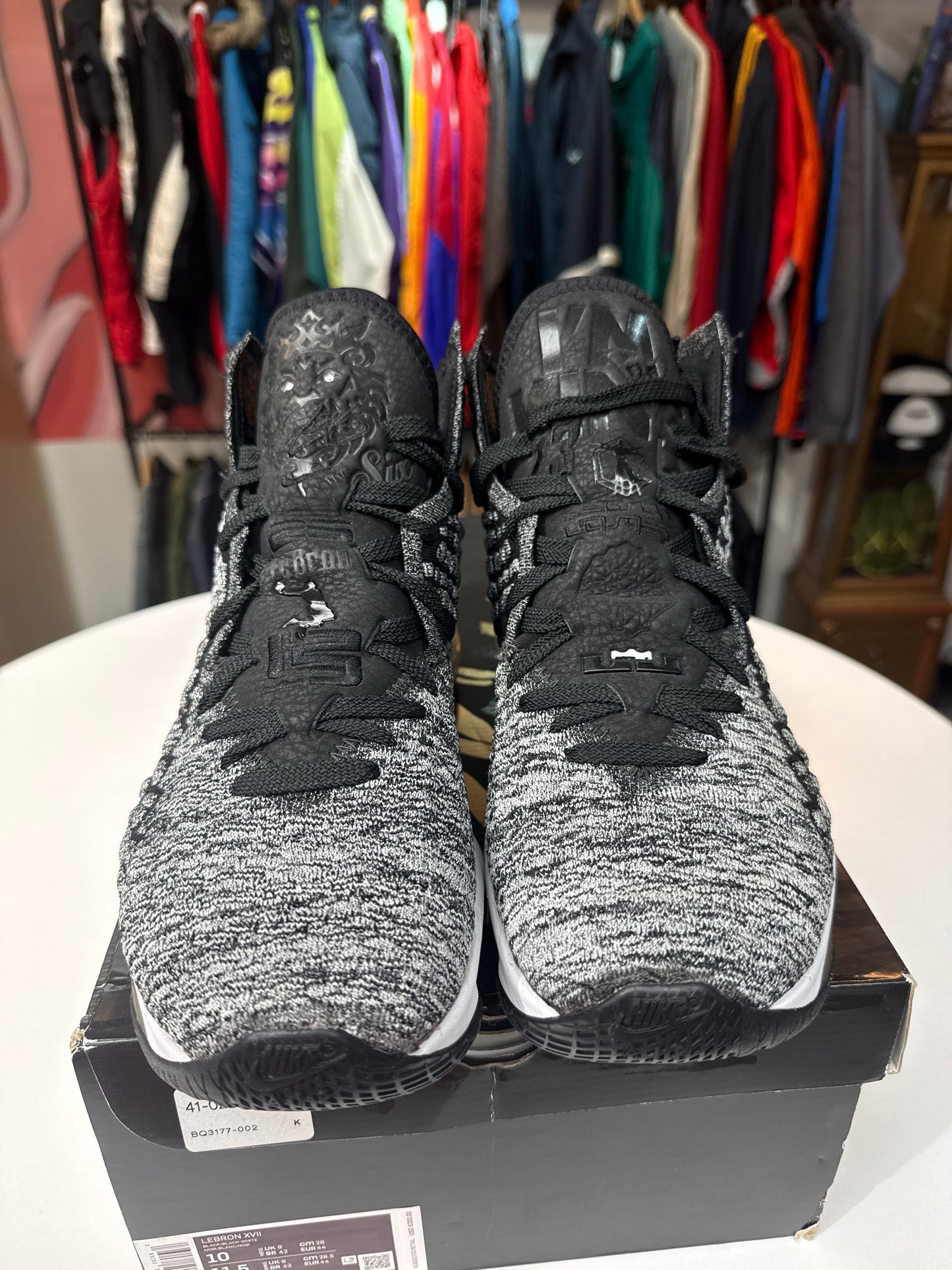 Preowned Black White LeBron 17