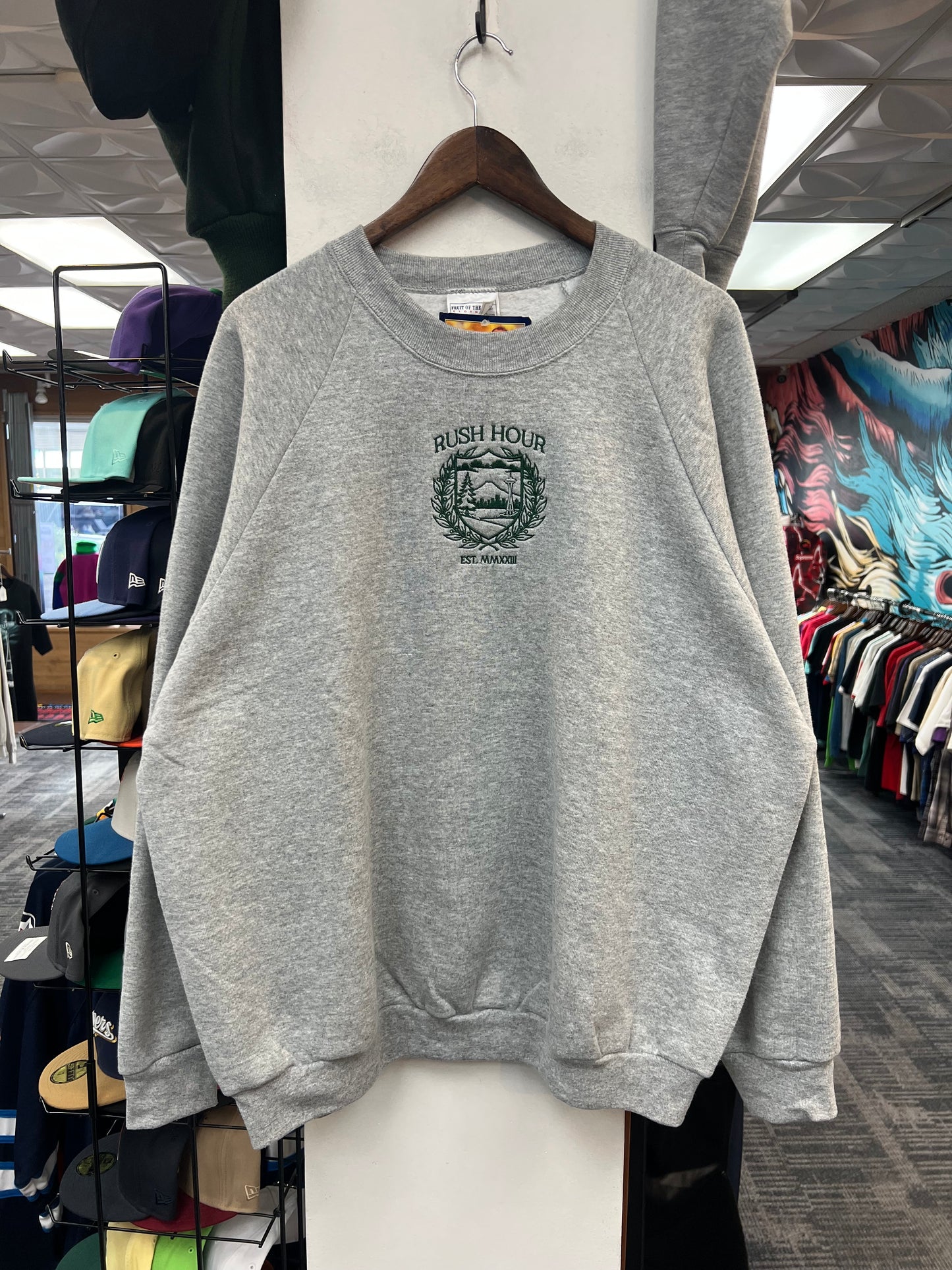 Rush Crest Crewneck Sweatshirt Grey/Green