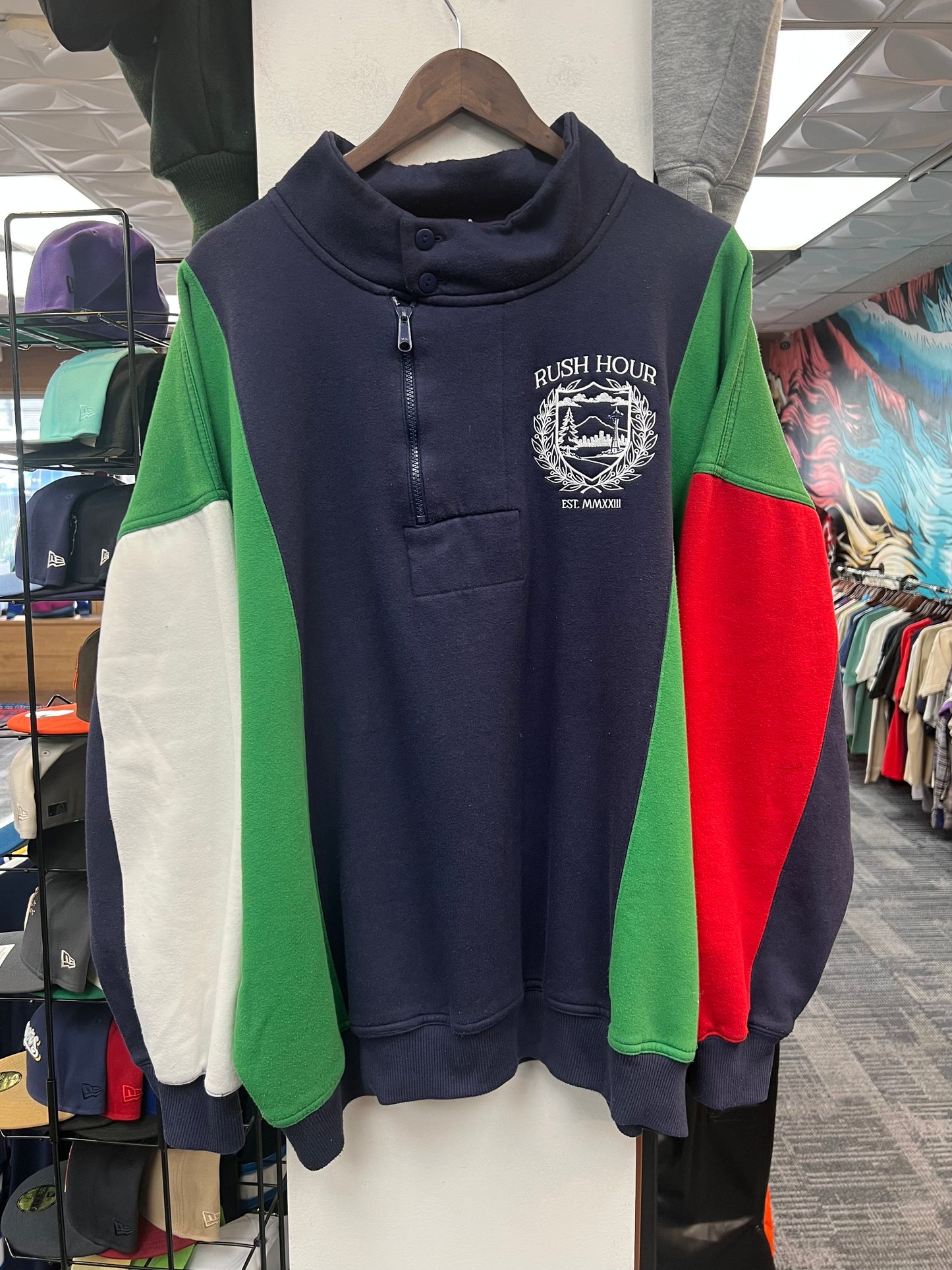 Rush Crest Quarterzip Blue/Red/Green/White