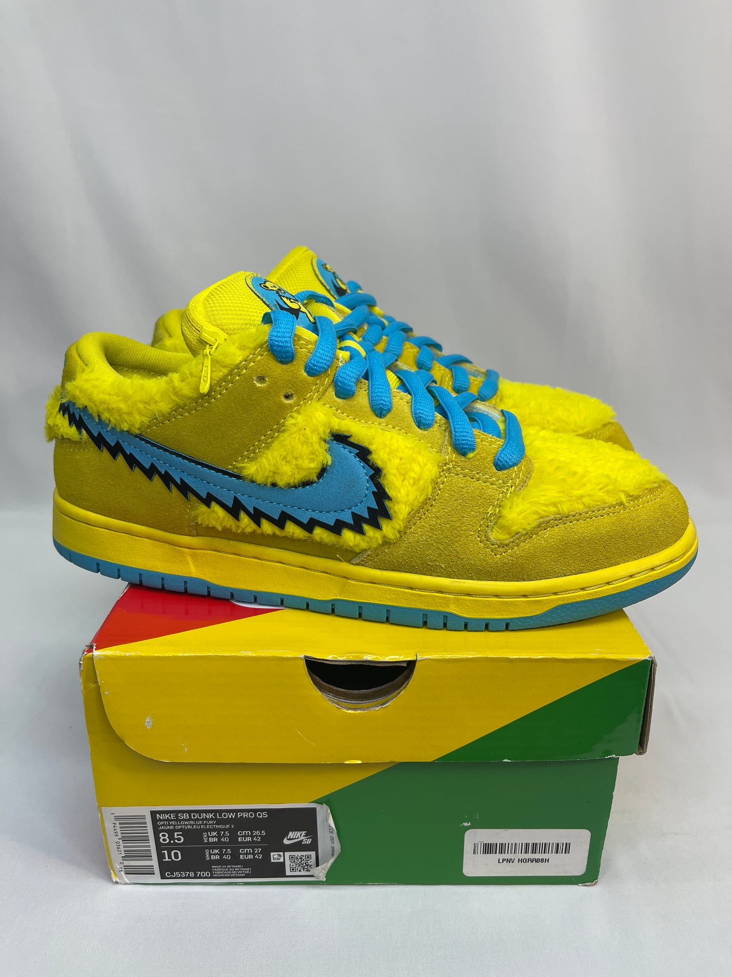 Preowned Grateful Dead Nike SB Dunk Low Opti Yellow