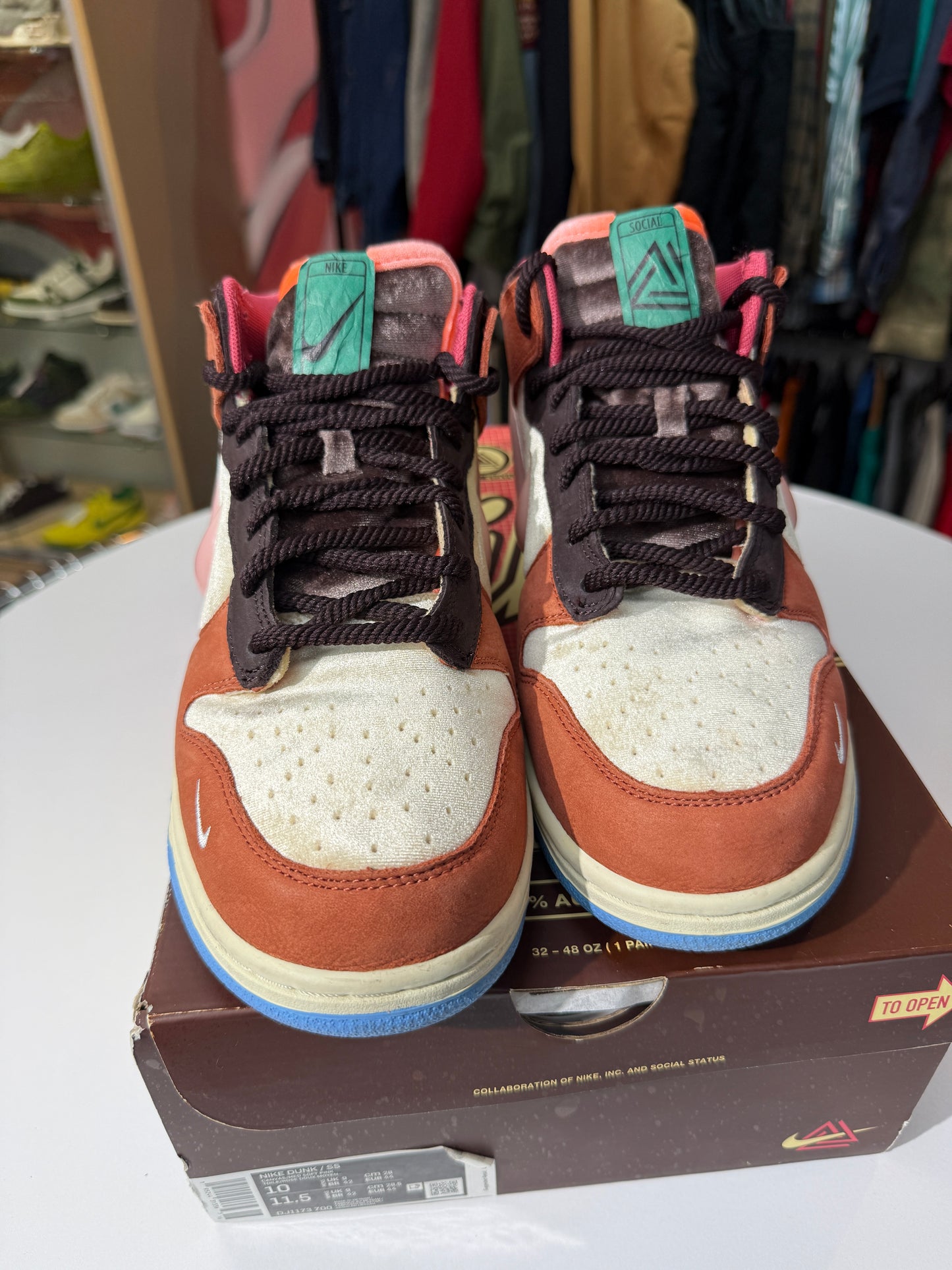 Preowned Nike Social Status Chocolate Milk Dunk Mid