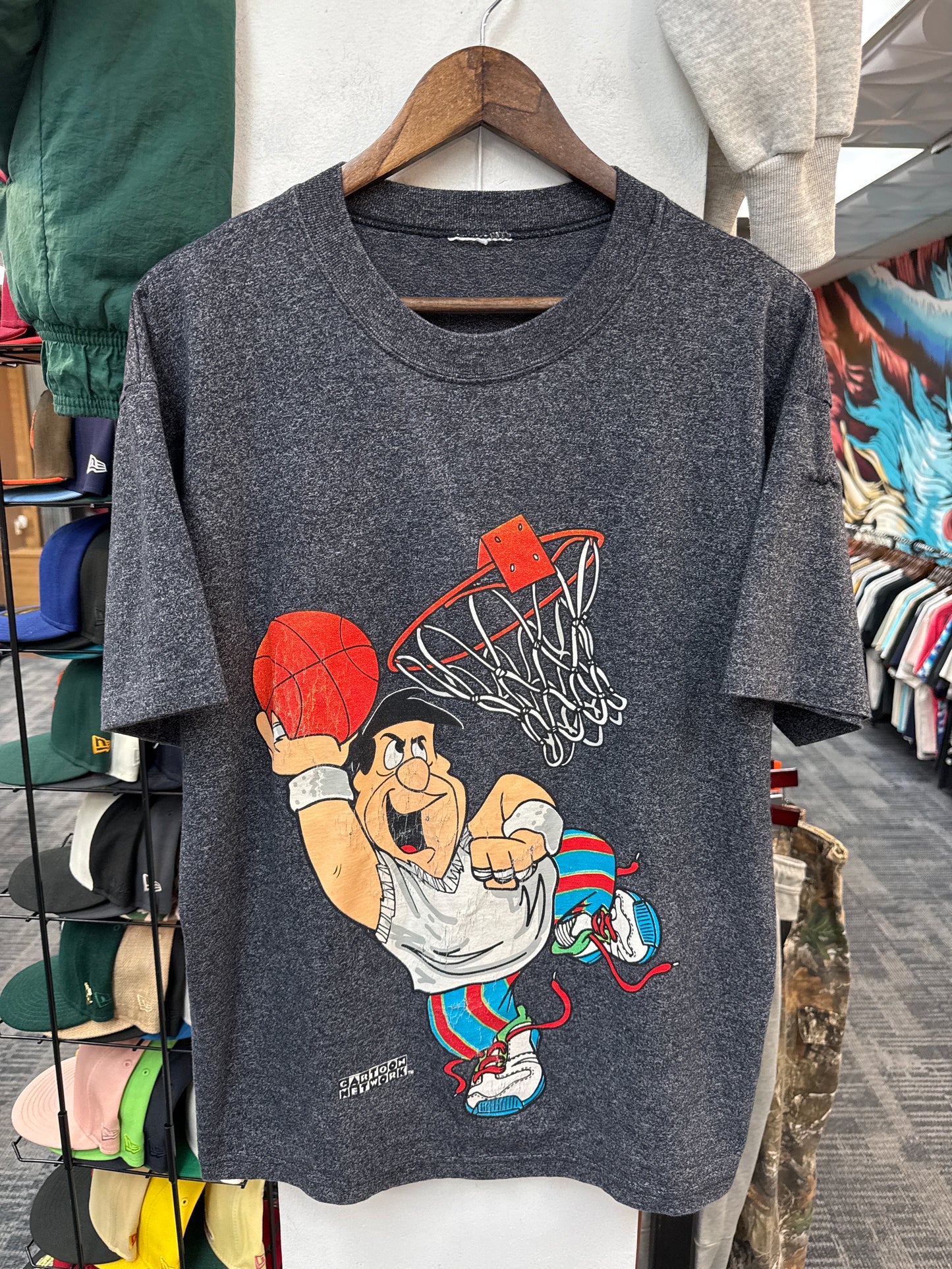 Vintage Cartoon Network Flintstones Slam Dunk Tee