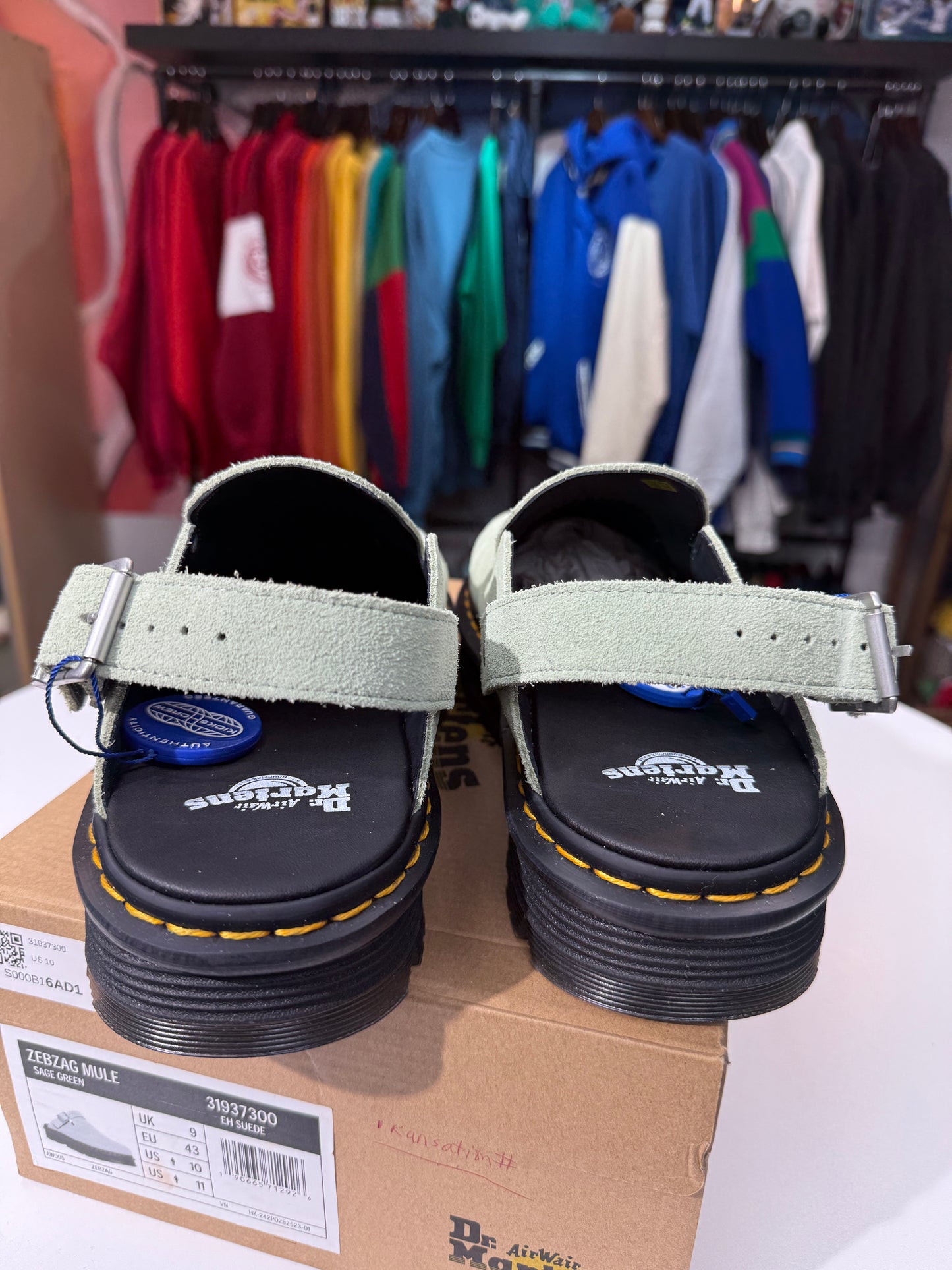 New Dr Martens Zebzag Sage Green Mule