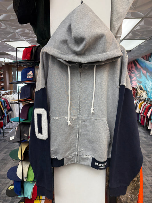 GV Raspberry Hills Cut&Sew Distressed Zip Up Hoodie