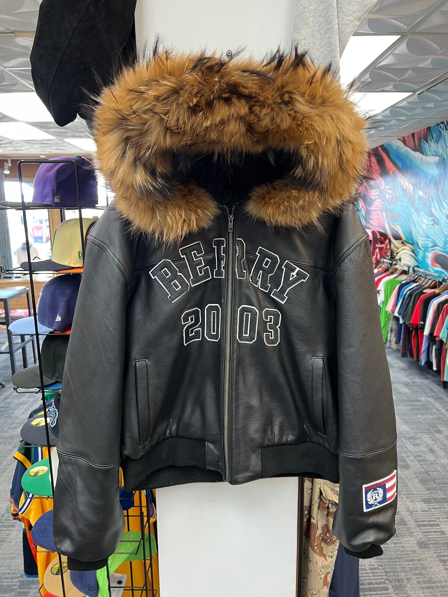 GV Raspberry Hill Berry Fur Leather Jacket