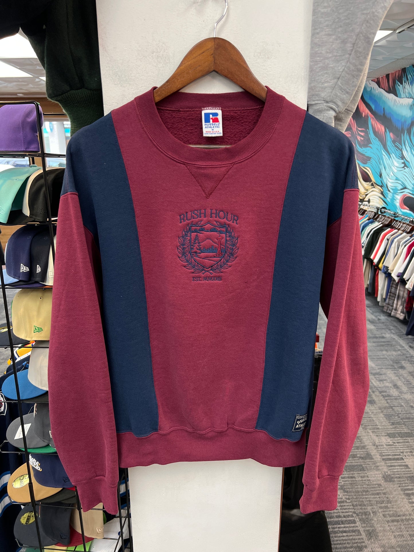 Rush Hour Crest Burgundy/Navy Crewneck