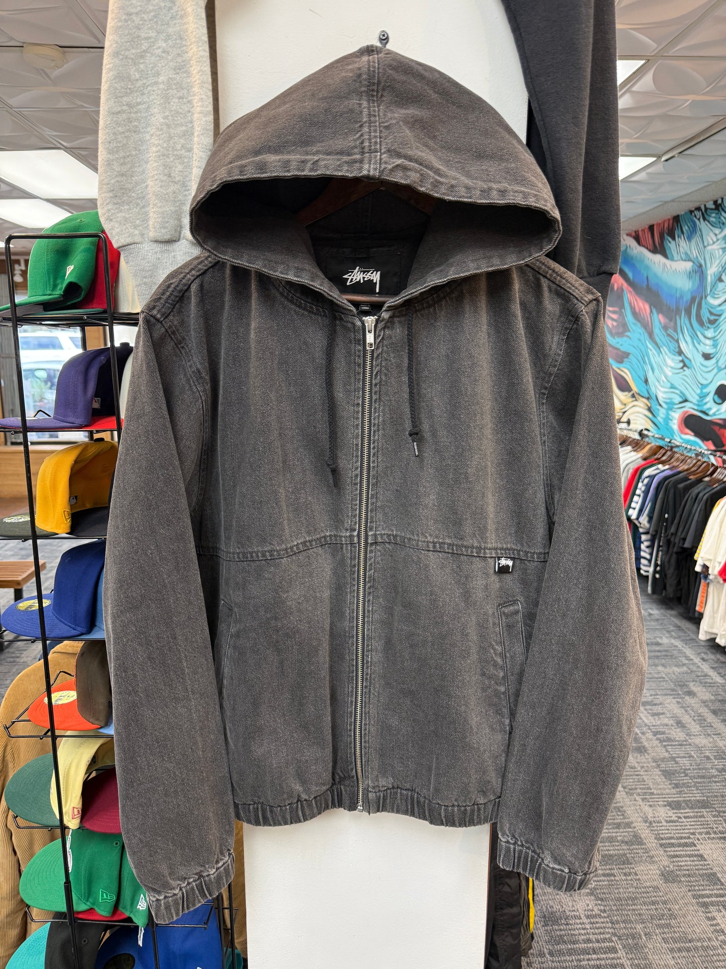 Stussy Washed Denim Hooded Work Jacket