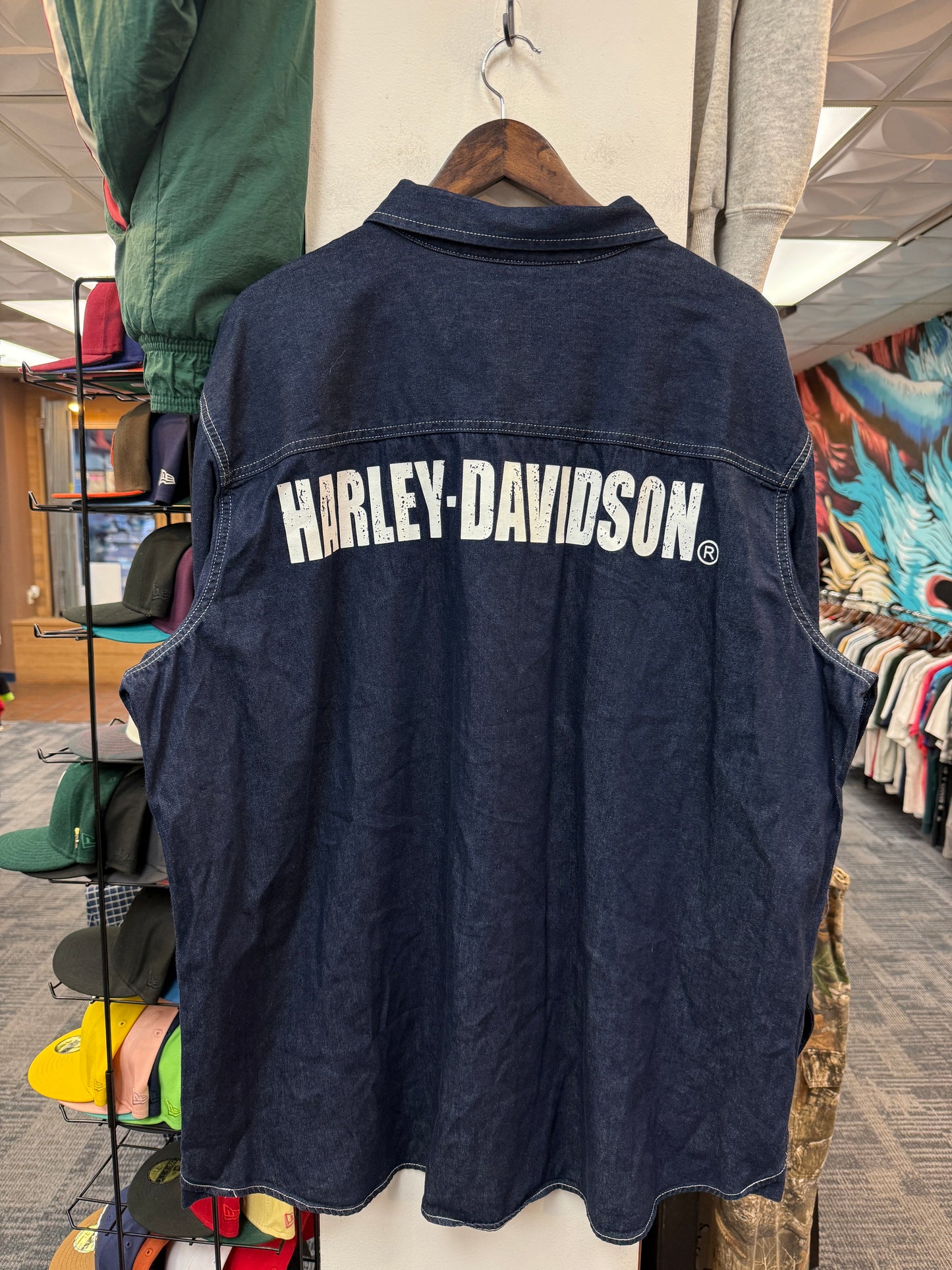 New Harley Davidson Dark Jean Button Up