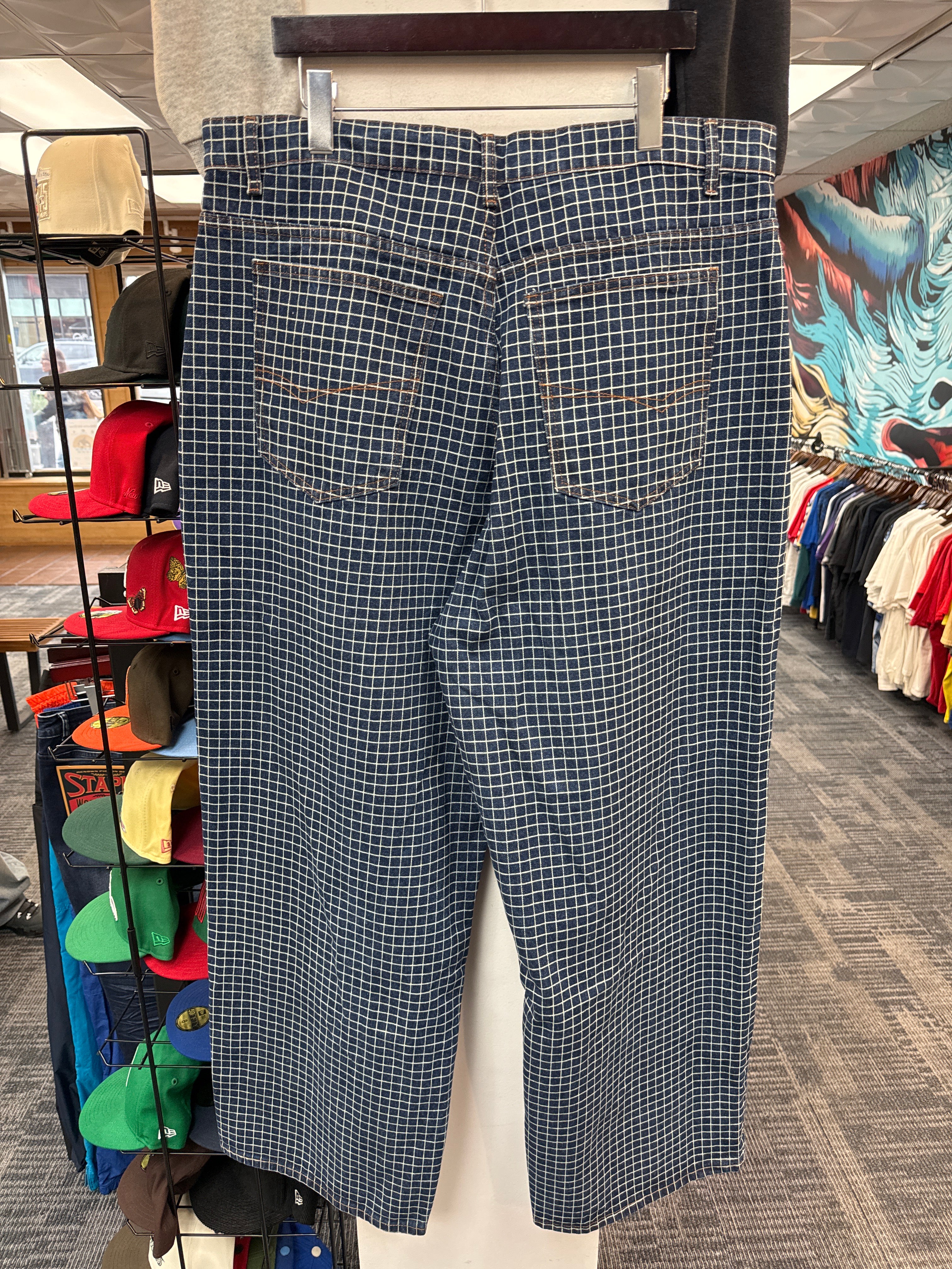パンツ herliptoParisHighRiseJeans PlaidJacquard J.HER Mineral Wash Plaid Patched Straight Terry Pants – Krush Kandy