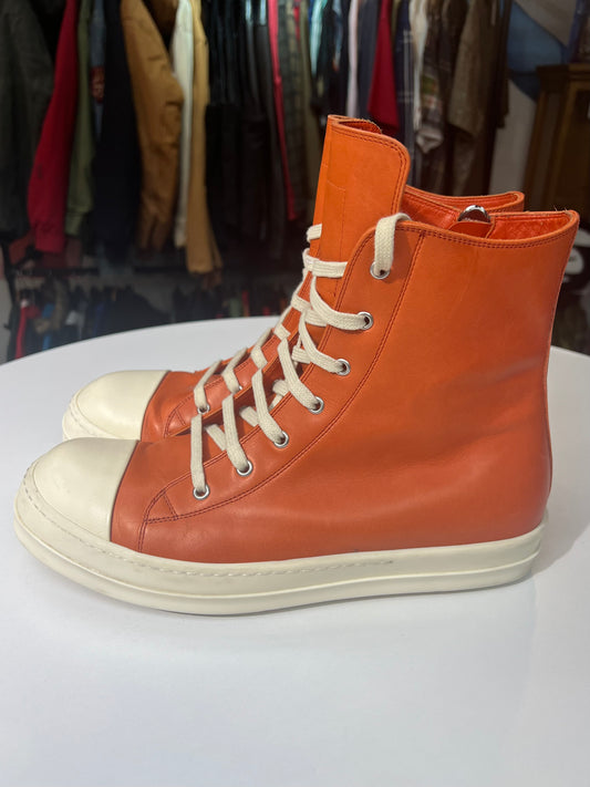Preowned Rick Owens Fogachine Hi-Top ‘Orange’