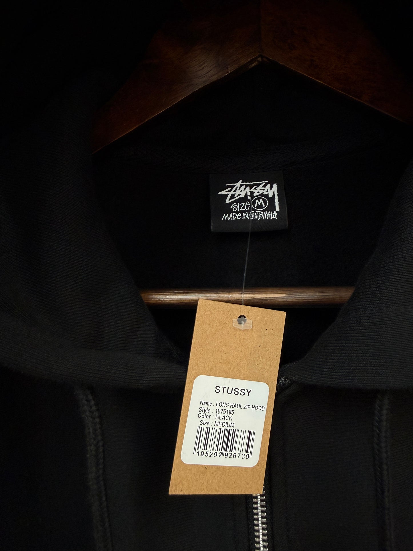 New Stussy Long Haul Black Zip Hoodie