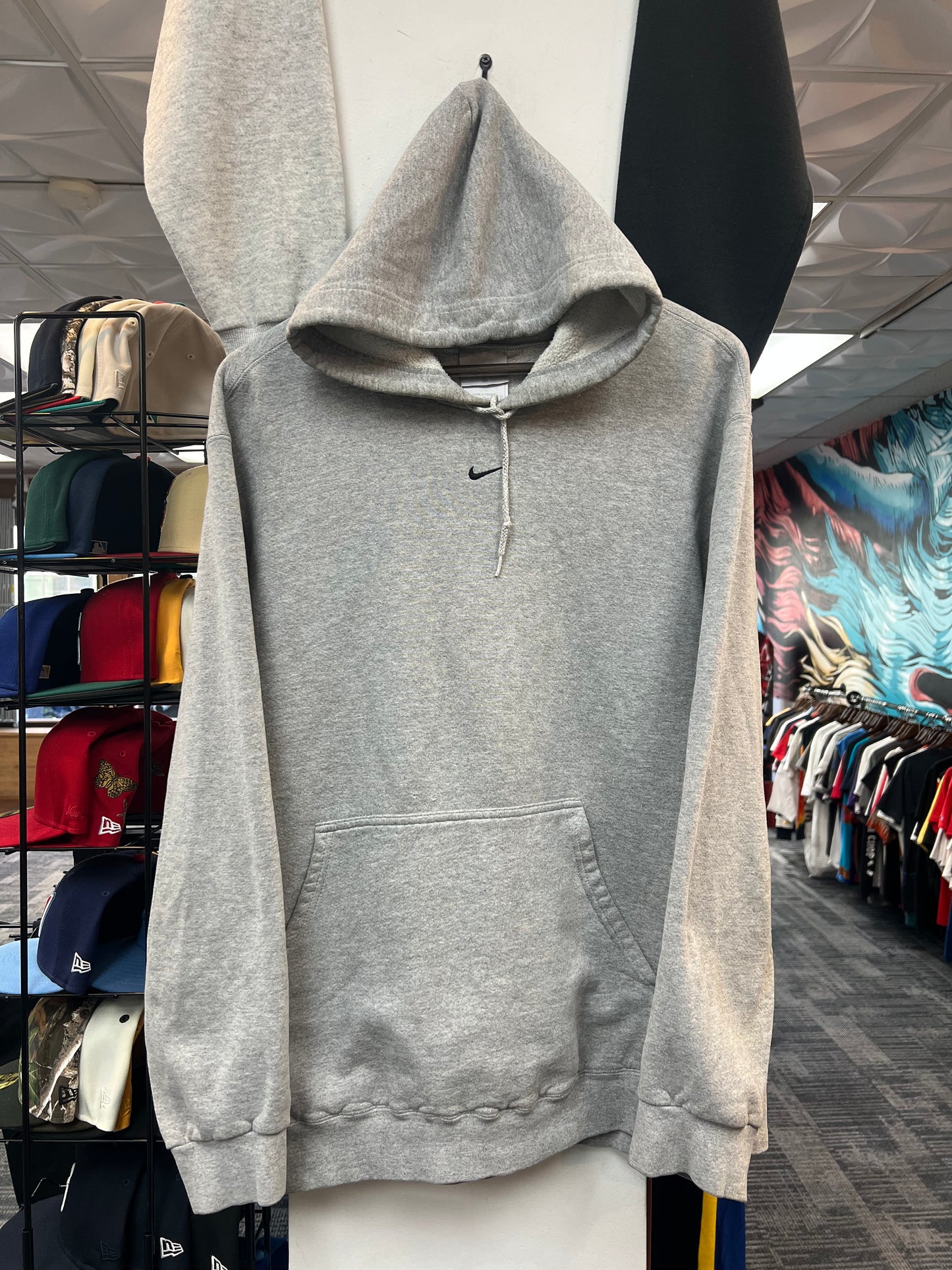 Vintage Nike Grey Center Swoosh Hoodie