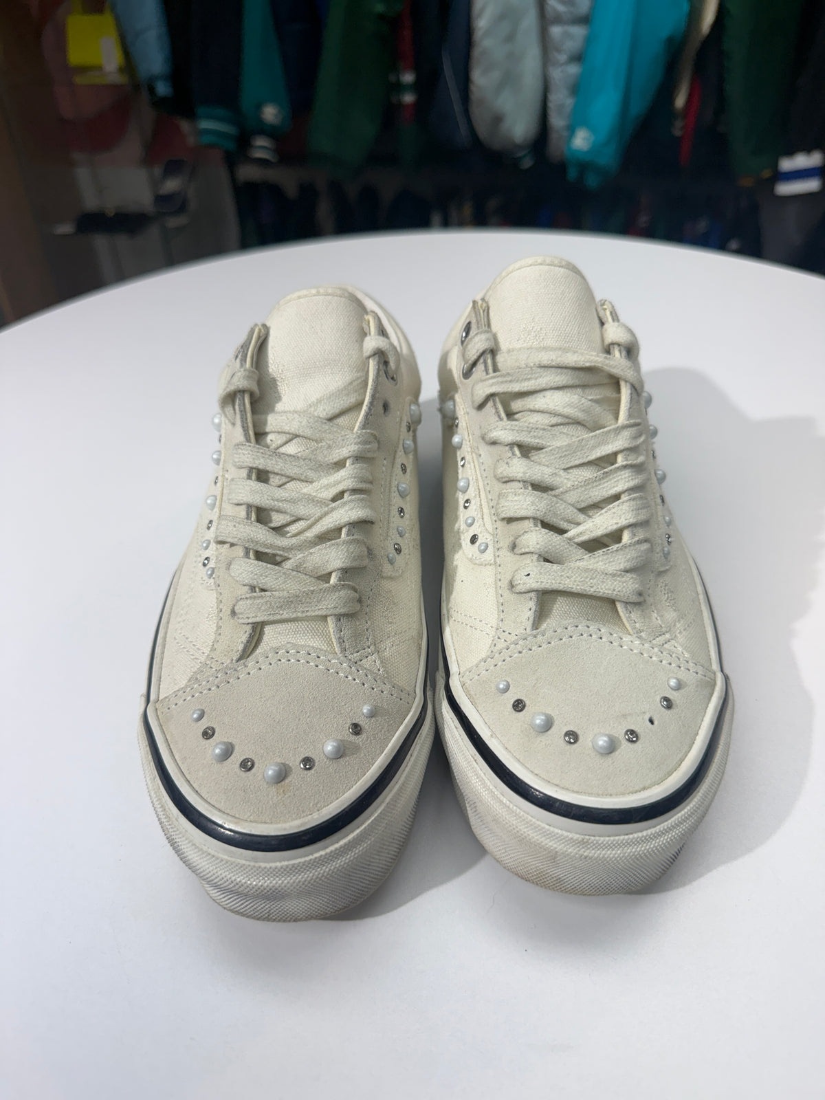 Preowned Marshmallow Pearlized Vans LX Old Skool 36