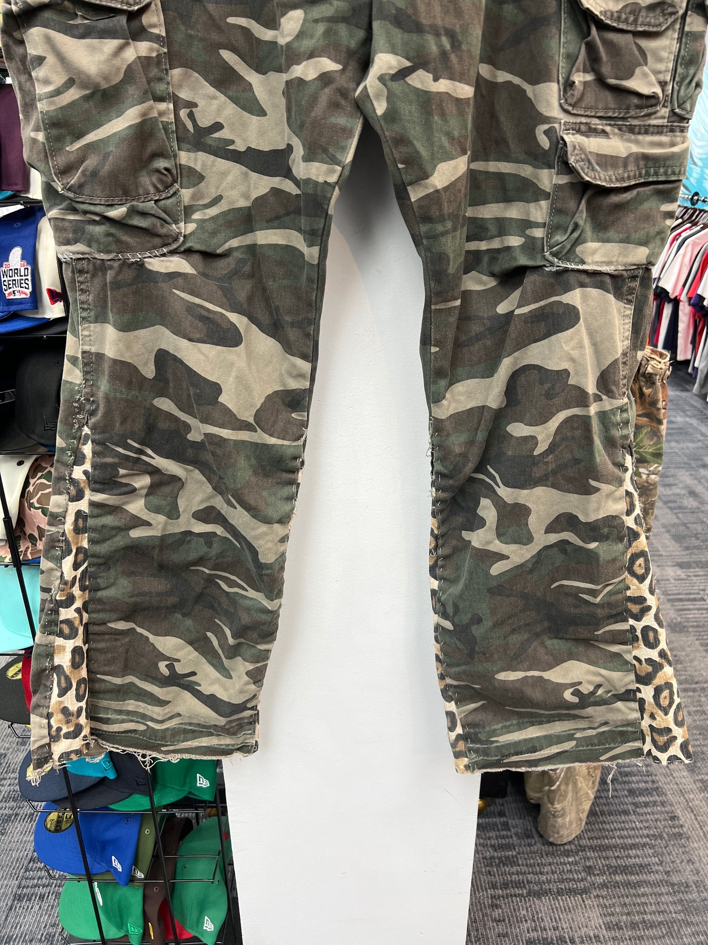 Custom Wrangler Cheetah Print Camo Cargo Pants