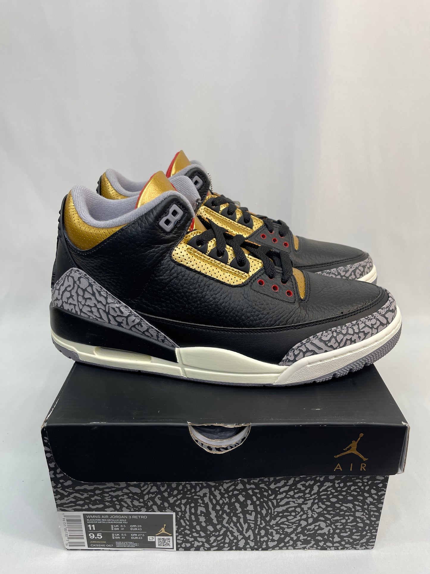 New Jordan 3 Black Cement Gold