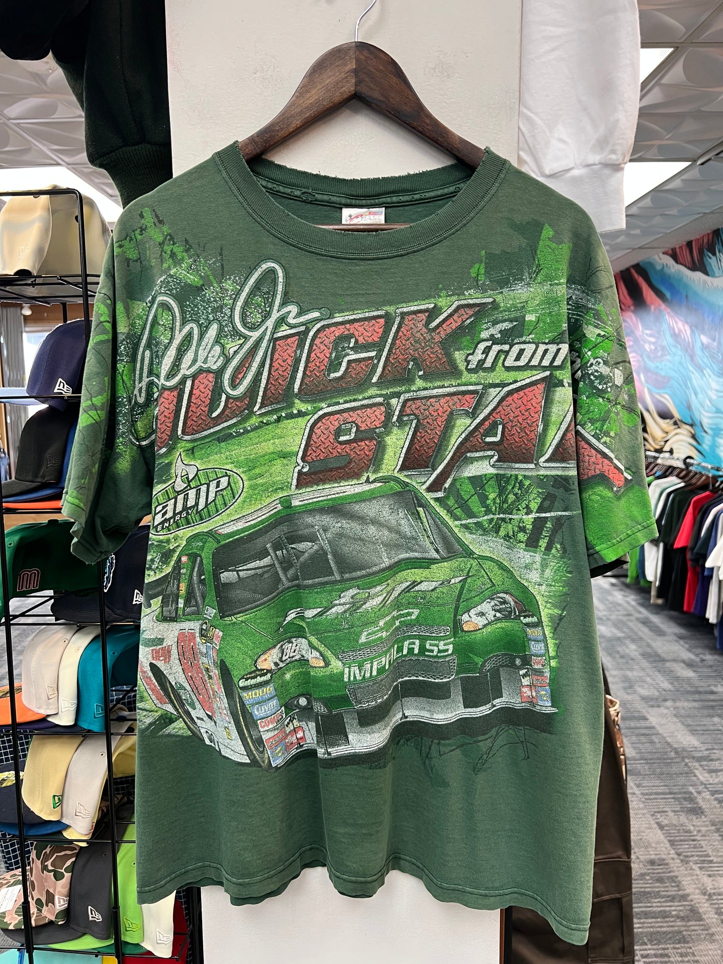 Vintage Green NASCAR Dale Earnhardt JR Print Tee