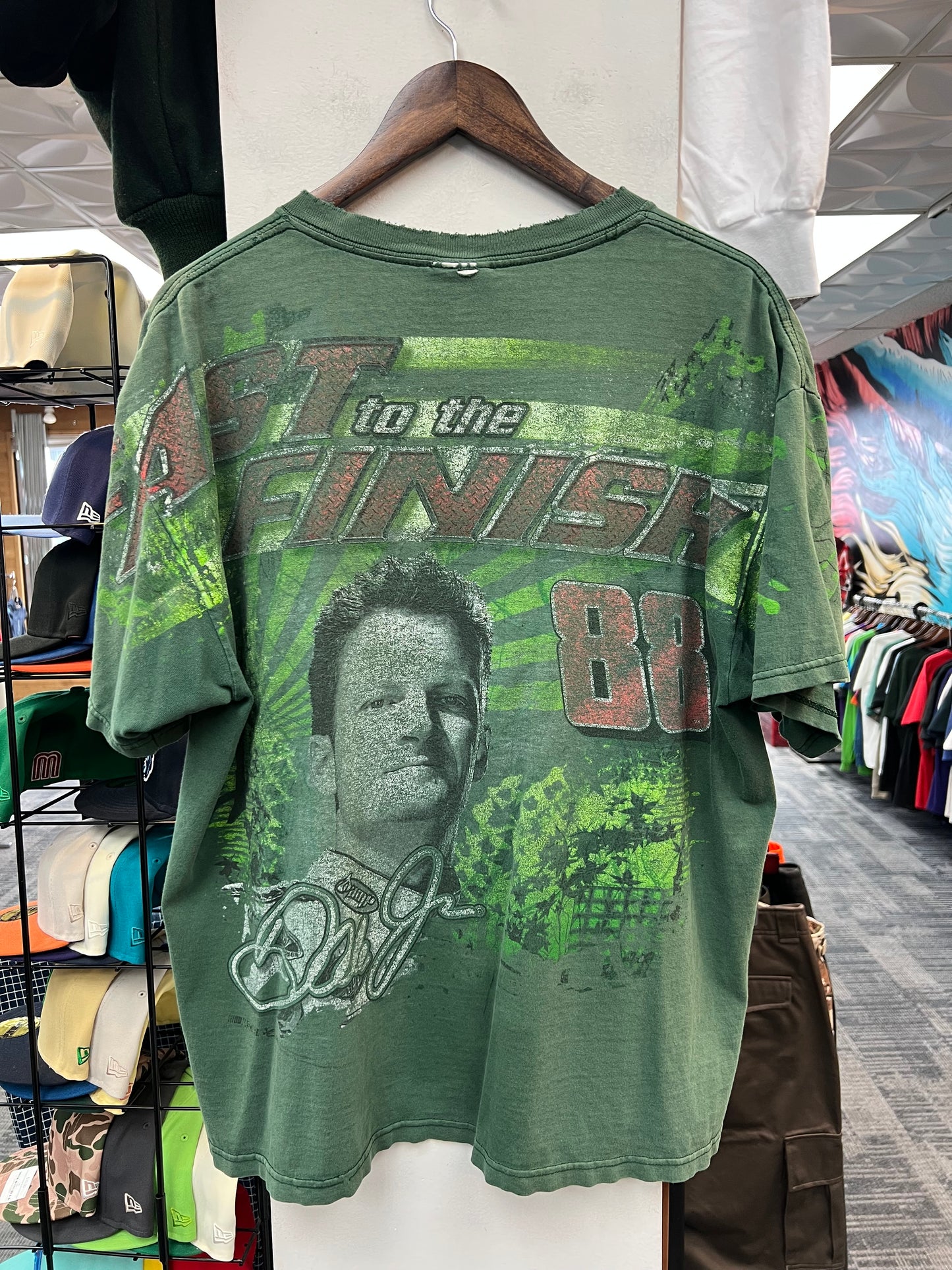 Vintage Green NASCAR Dale Earnhardt JR Print Tee