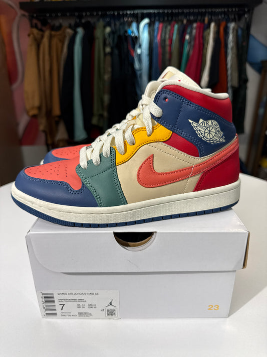 Preowned Jordan 1 Mid Multi Color