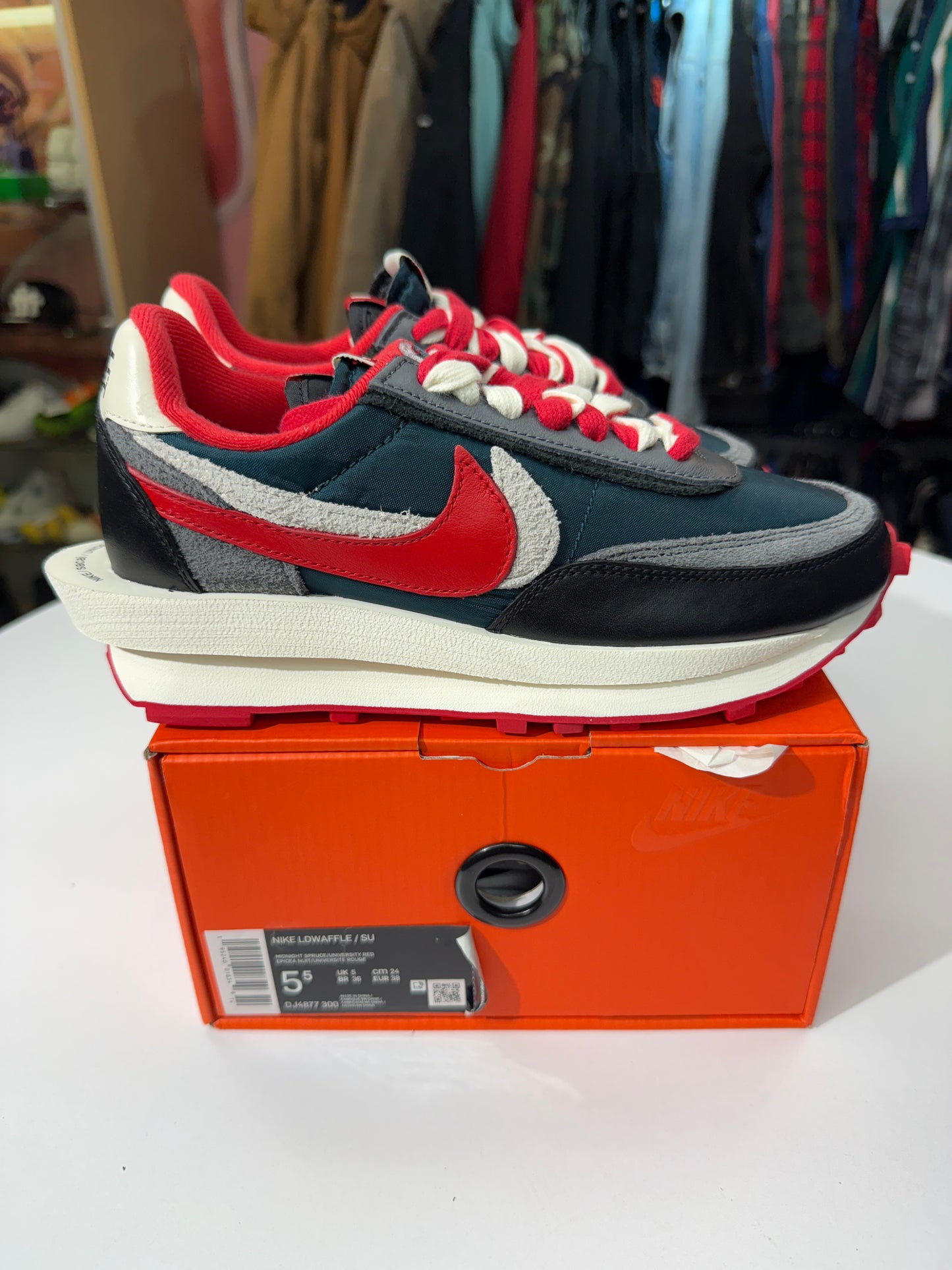New Midnight Spruce Sacai Nike LD Waffle